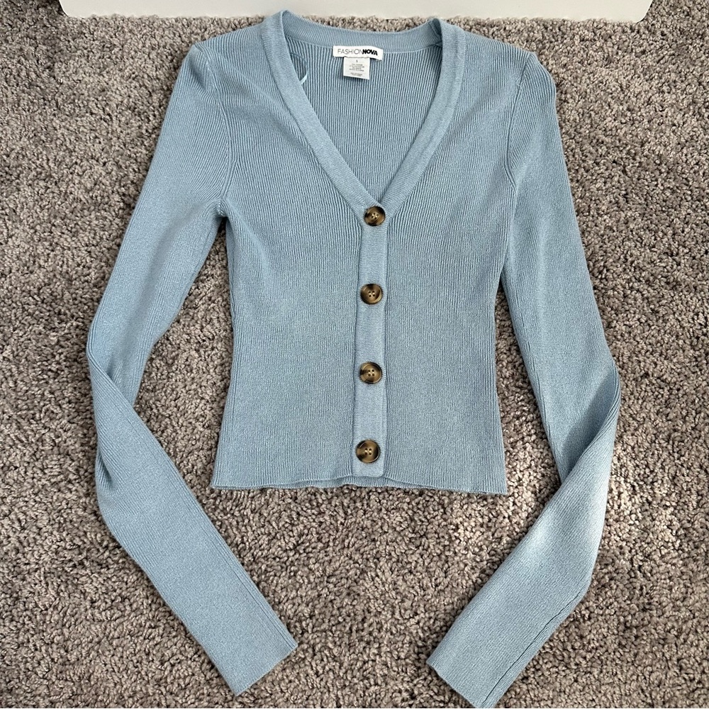 Light Blue Button-Up Cardigan